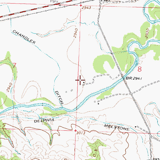Topographic Map of Absher Post Office (historical), MT