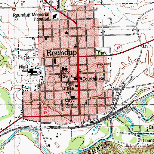 Topographic Map of Musselshell County Courthouse, MT