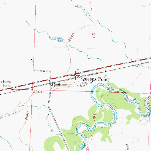 Topographic Map of Queens Point (historical), MT