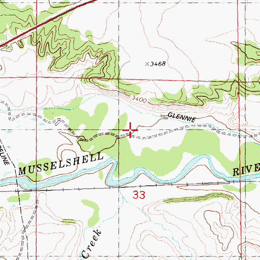 Topographic Map of Barott Post Office (historical), MT