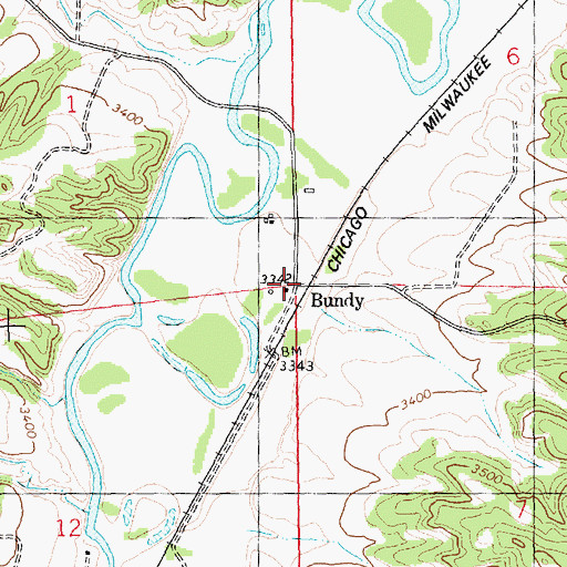 Topographic Map of Bundy School (historical), MT