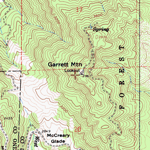 Topographic Map of Garrett Mountain Lookout, CA