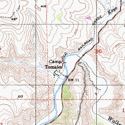 Topographic Map of Keys Creek Fishing Access, CA