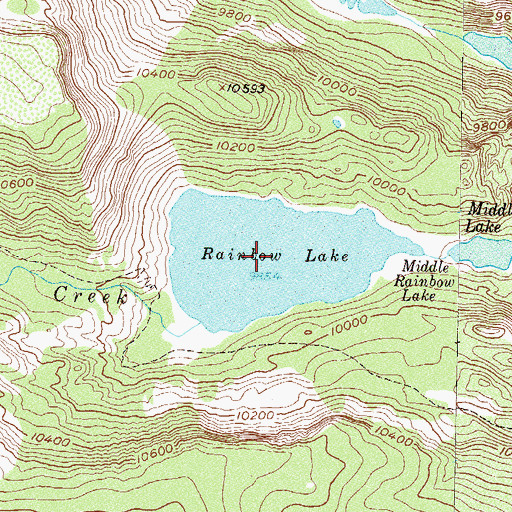 Topographic Map of Rainbow Lake, CO