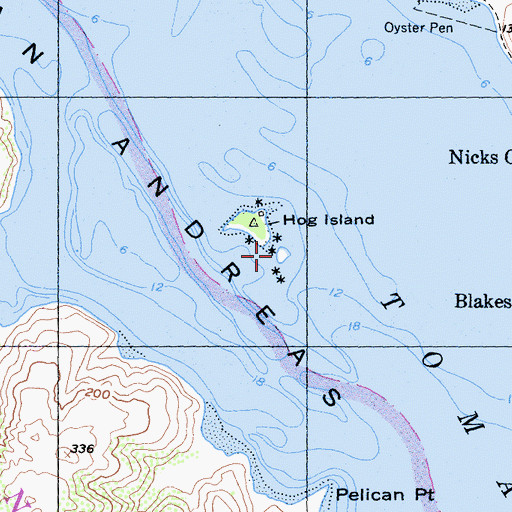 Topographic Map of Duck Island, CA