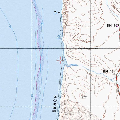 Topographic Map of Kehoe Beach, CA