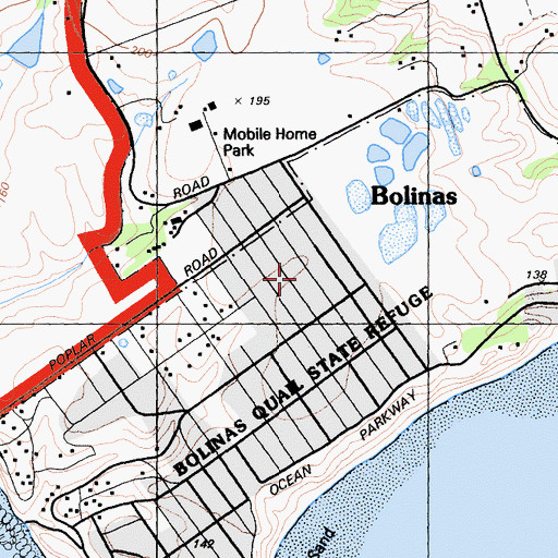 Topographic Map of Bolinas Mesa, CA
