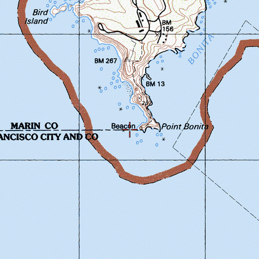 Topographic Map of Point Bonita Lighthouse, CA