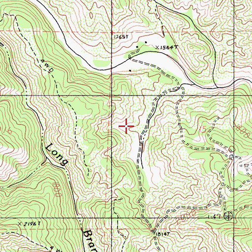 Topographic Map of Baker Springs Ranch (historical), CA