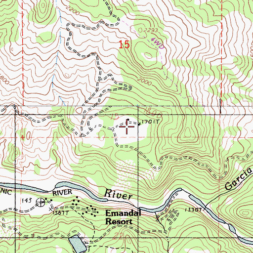 Topographic Map of Garcey Ranch, CA