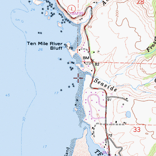 Topographic Map of Seaside Creek Beach, CA