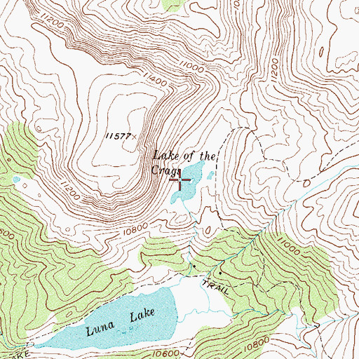 Topographic Map of Lake of the Crags, CO