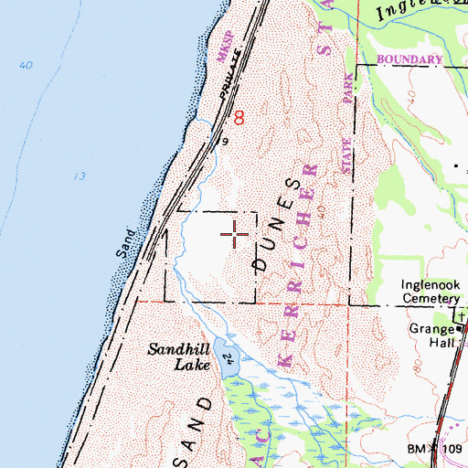 Topographic Map of Ten Mile Dunes, CA