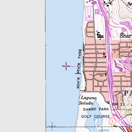 Topographic Map of Pacifica Municipal Pier, CA