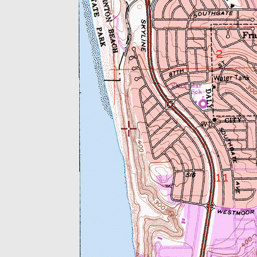Topographic Map of Palisades Park, CA