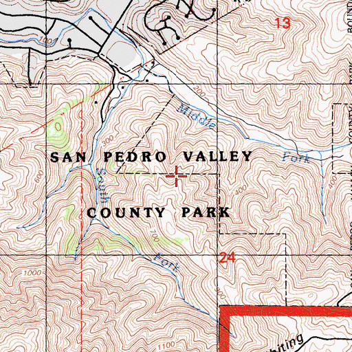 Topographic Map of San Pedro Valley County Park, CA