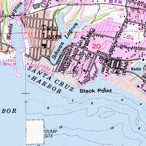 Topographic Map of Bonita Lagoon, CA