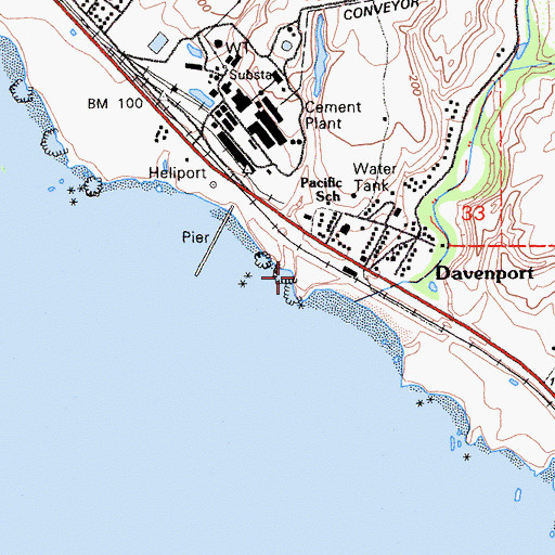 Topographic Map of Davenport Overlook, CA