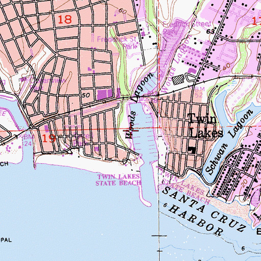 Topographic Map of Santa Cruz Small Craft Harbor, CA