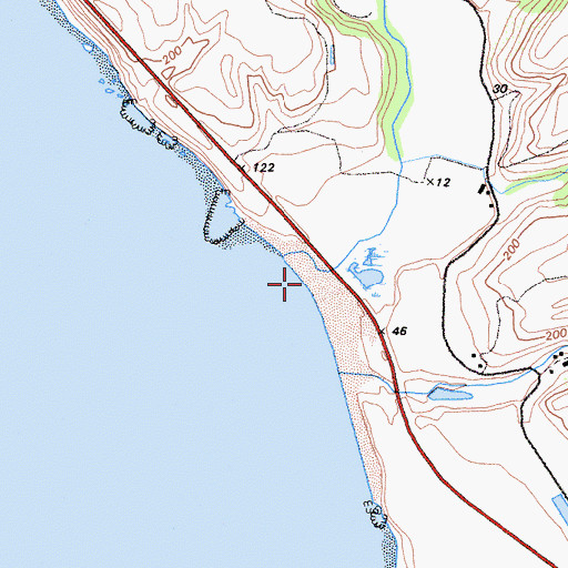 Topographic Map of Scott Creek Beach, CA