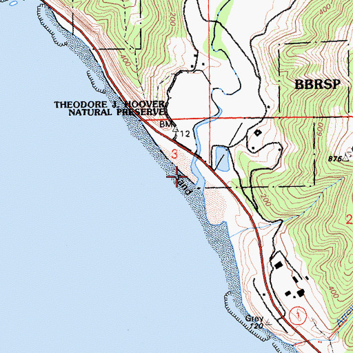Topographic Map of Waddell Creek Beach, CA