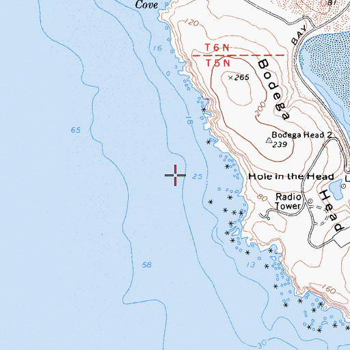 Topographic Map of Bodega Marine Life Refuge, CA