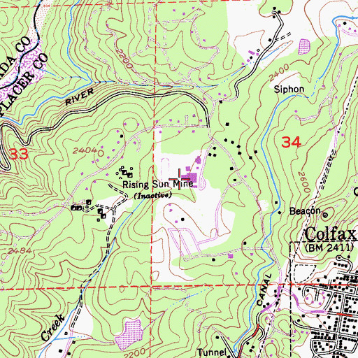 Topographic Map of Colfax Elementary School, CA