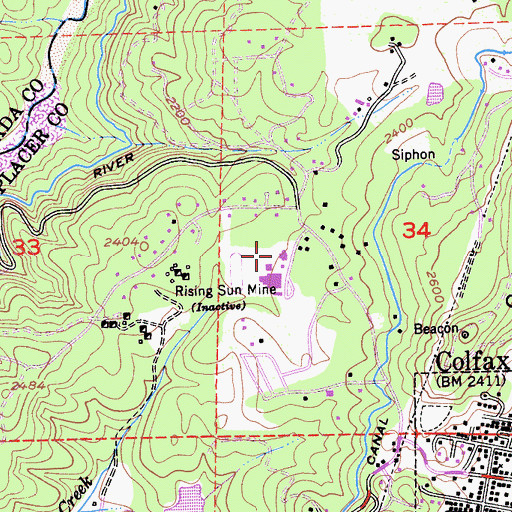 Topographic Map of Colfax High School, CA
