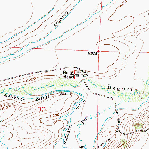 Topographic Map of Emigh Ranch, CO