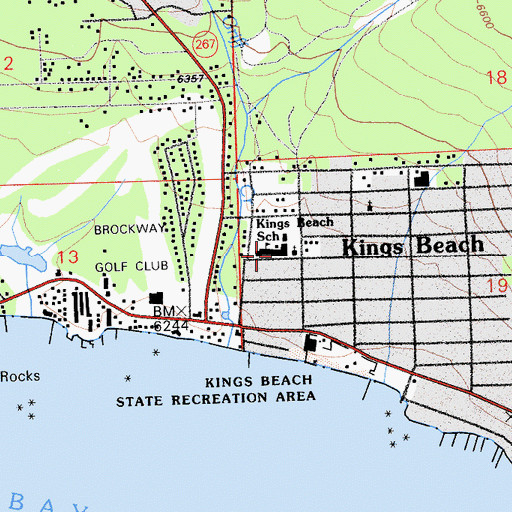 Topographic Map of Kings Beach Elementary School, CA