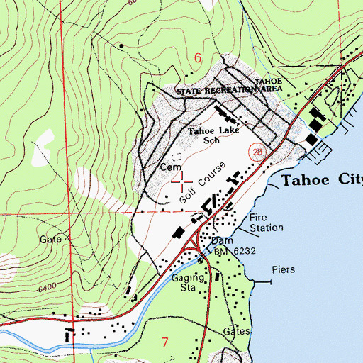Topographic Map of Tahoe City Golf Course, CA