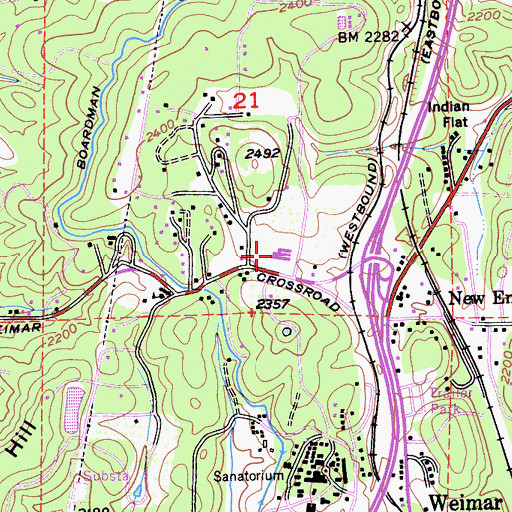 Topographic Map of Weimar Hills Middls School, CA