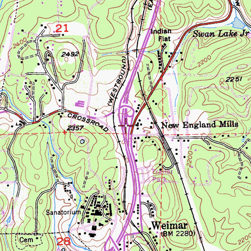 Topographic Map of Weimar Post Office, CA