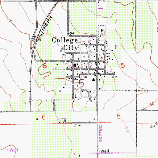 Topographic Map of Pierce Christian College (historical), CA