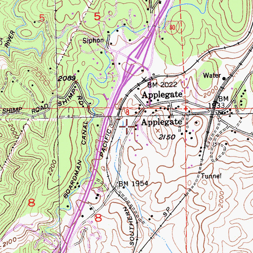 Topographic Map of Applegate Post Office, CA