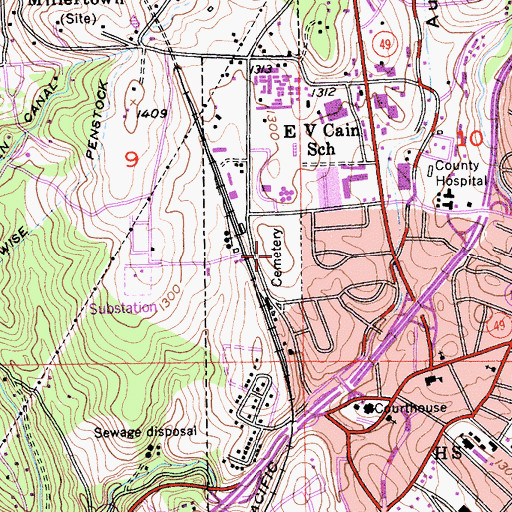 Topographic Map of Old Auburn Cemetery, CA