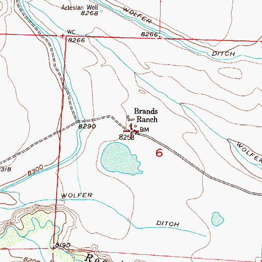 Topographic Map of Brands Ranch, CO