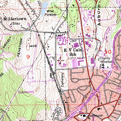Topographic Map of Auburn-Placer County Library, CA