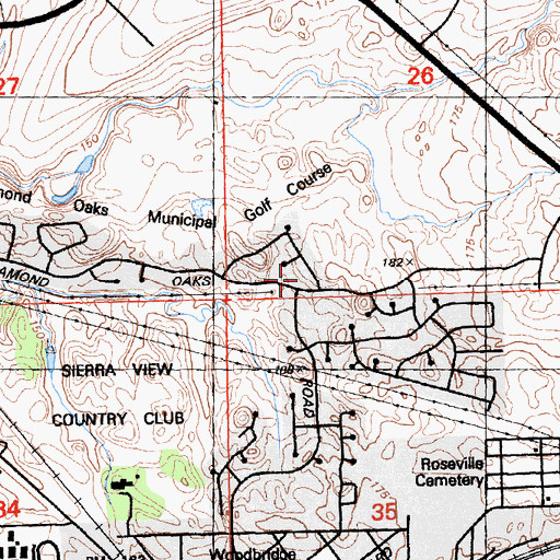 Topographic Map of Diamond Oaks Park, CA