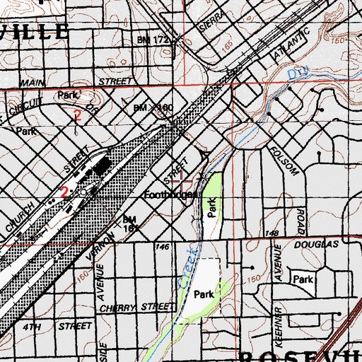 Topographic Map of Placer County Fire Department Station 1 / City of Roseville Fire Department Station 1, CA