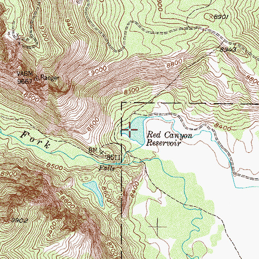 Topographic Map of Red Canyon Reservoir, CO