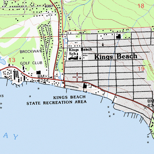 Topographic Map of Kings Beach Branch Auburn-Placer County Library, CA