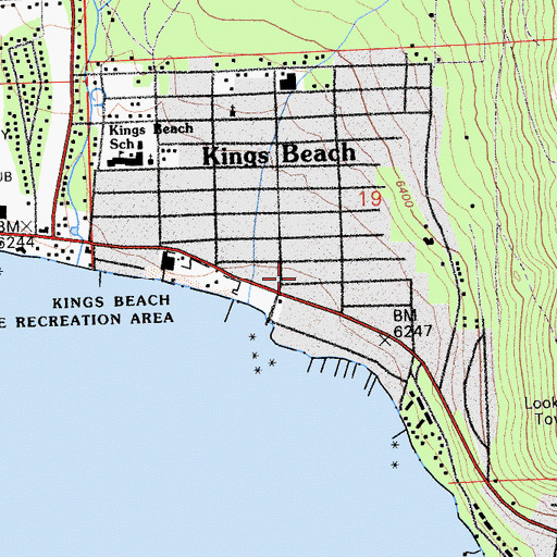 Topographic Map of Kings Beach Post Office, CA