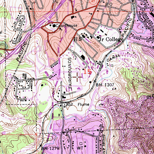 Topographic Map of McCann Stadium, CA