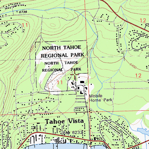 Topographic Map of North Tahoe Regional Park, CA