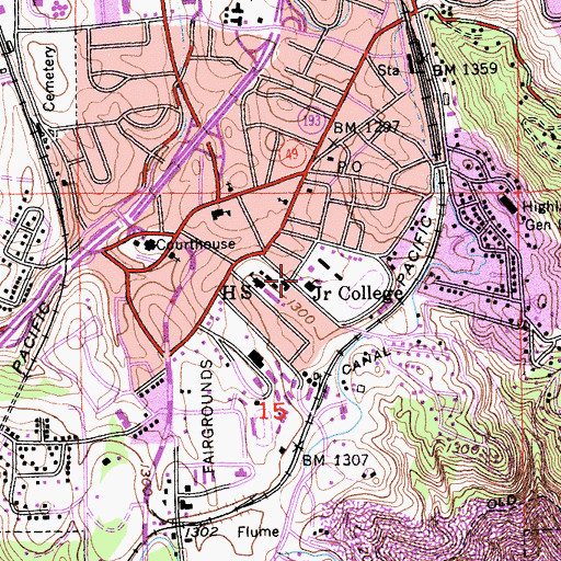 Topographic Map of Placer High School, CA