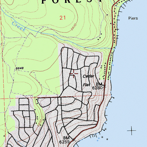 Topographic Map of Ridgewood, CA