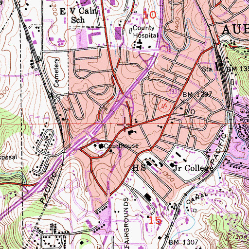 Topographic Map of Saint Josephs Catholic Church, CA