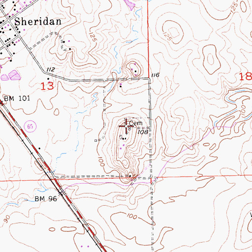 Topographic Map of Sheridan Russian Cemetery, CA