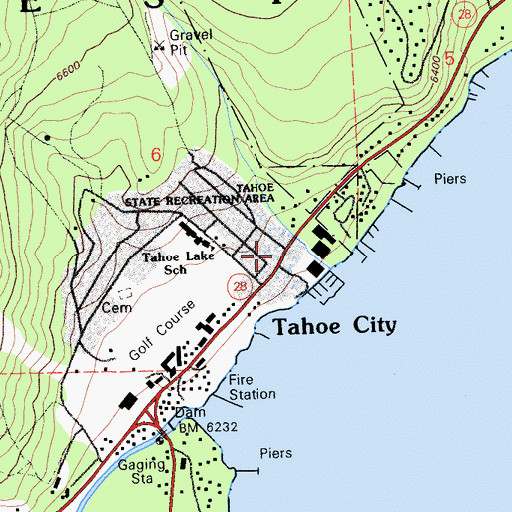 Topographic Map of Tahoe City Branch Auburn-Placer County Library, CA